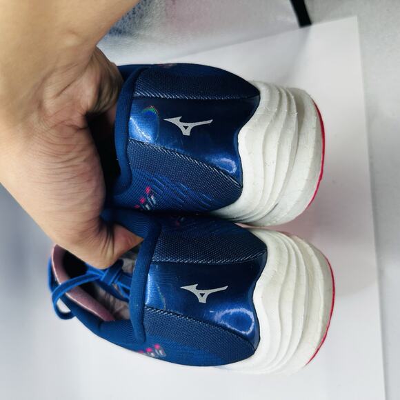 Size 12 - Mizuno Wave Rebellion Men’s Running Shoe Blue/Paradise Pink (Used) - Picture 9 of 10
